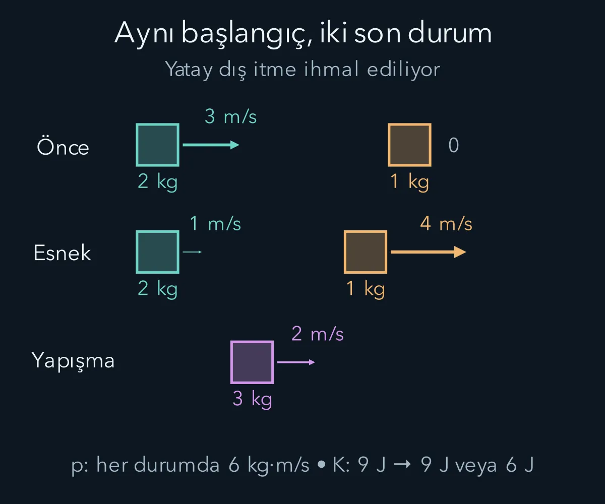 Aynı başlangıcın esnek ve yapışmalı iki farklı son durumu